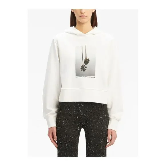 Palm Angels NWT Mirage Fitted Hoody in Off White Light Grey - Picture 2 of 16